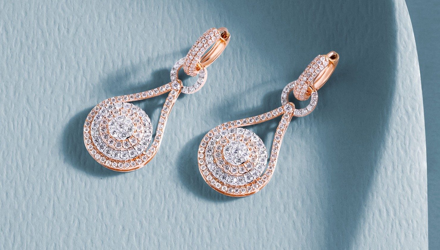 Rose gold pavé diamond drop earrings